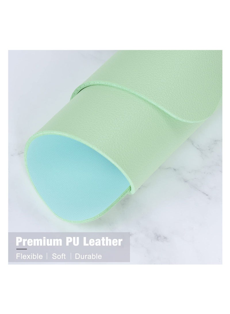 Mouse Pad, Double-Sided PU Leather Small Round Mousepad 10.2 x 8.7 Inch, Anti-Slip Waterproof Pretty Lovely Mouse Mat for Office Home Gaming Laptop Men Women Kid(Green Blue) - Image 5