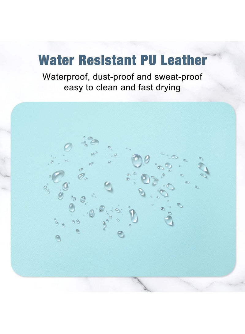 Mouse Pad, Double-Sided PU Leather Small Round Mousepad 10.2 x 8.7 Inch, Anti-Slip Waterproof Pretty Lovely Mouse Mat for Office Home Gaming Laptop Men Women Kid(Green Blue) - Image 4