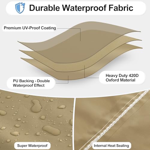 OutdoorLines أغطية سخانات الفناء الخارجية المقاومة للماء مع سحاب وحقيبة تخزين، مقاومة للغبار، مقاومة للأشعة فوق البنفسجية، مقاومة للرياح، غطاء سخان بروبان ثقيل، عبوة واحدة - 89Hx33Dx19B بوصة، جمل - Image 2