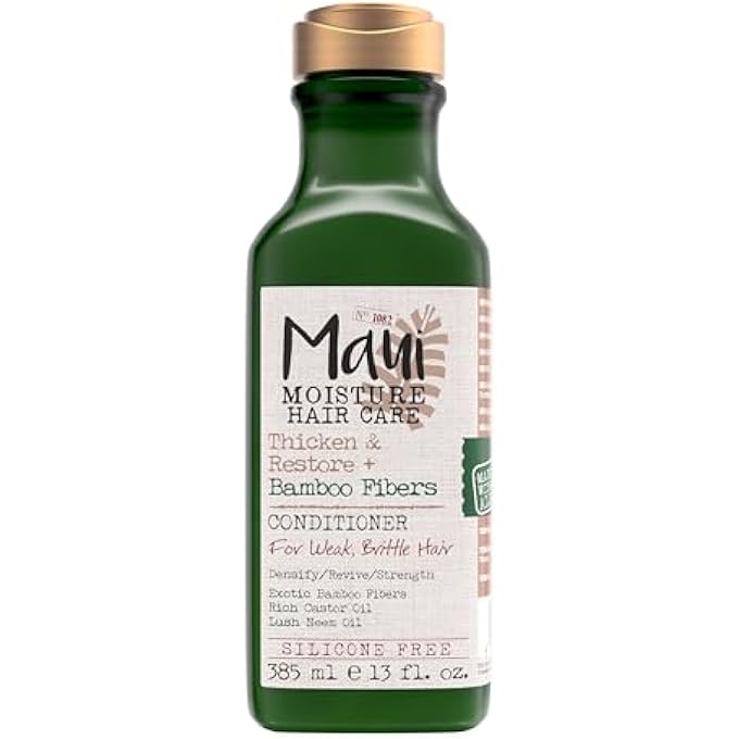 MAUI MOISTURE THICKEN & RESTORE + BAMBOO FIBER SILICONE FREE CONDITIONER, 13 OUNCE, HELPS SOFTEN TREATED, NATURAL, OR TRANSITIONING HAIR, HELPS RENEW BRITTLE, DRY HAIR - Image 2