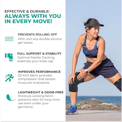 Modvel Compression Knee Brace for Women & Men, 2-Pack Knee Brace for Running Knee Pain, Knee Support Compression Sleeve, Workout Sports Knee Braces for Meniscus Tear, ACL & Arthritis Pain Relief - Image 5