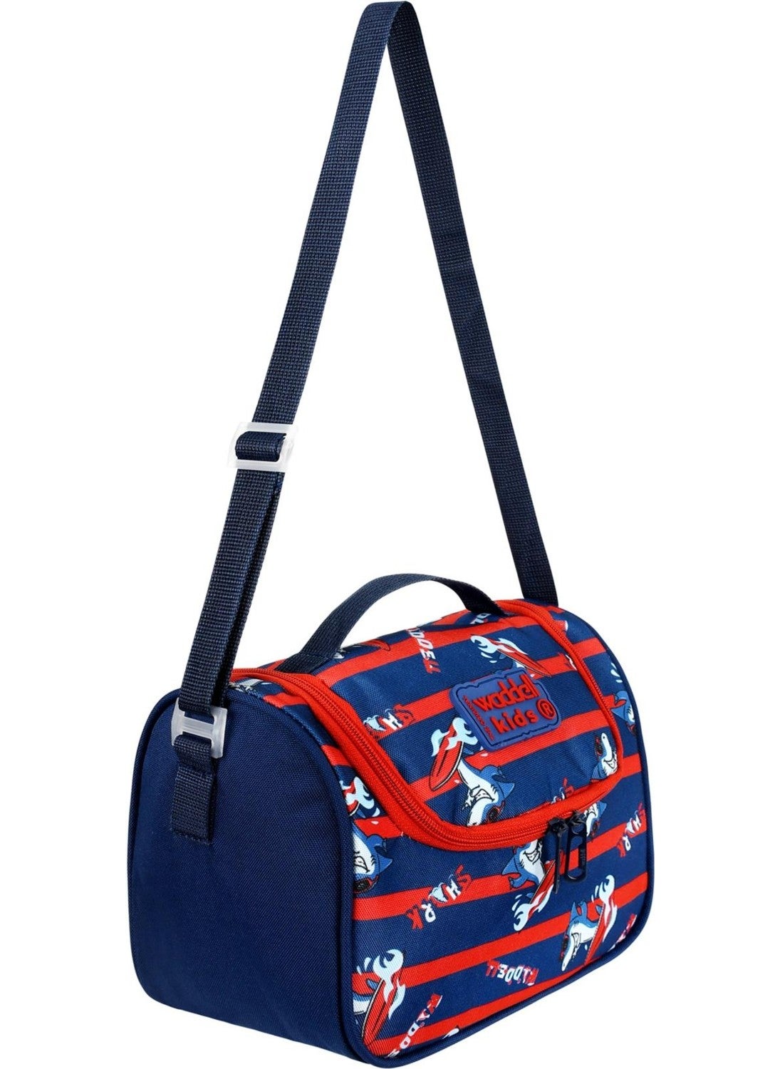 Waddell Licensed Navy Blue-Red Shark Patterned Thermal Lunch Bag  - Image 3
