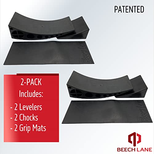 Beech Lane Camper Leveler 2 Pack - Precise Camper Leveling, includes Two Curved Levelers, Two Chocks, and Two Rubber Grip Mats, Heavy Duty Leveler Works for Campers Up to 35,000 LBs, Patented - Image 2