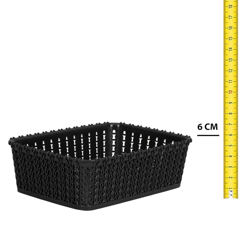 Cutting EDGE Plastic Multipurpose Sturdy Storage Baskets For Cosmetics Office Fruit Vegetable Bathroom Stationary Home Basket with Handle Black Set of 6 Mini - Image 3