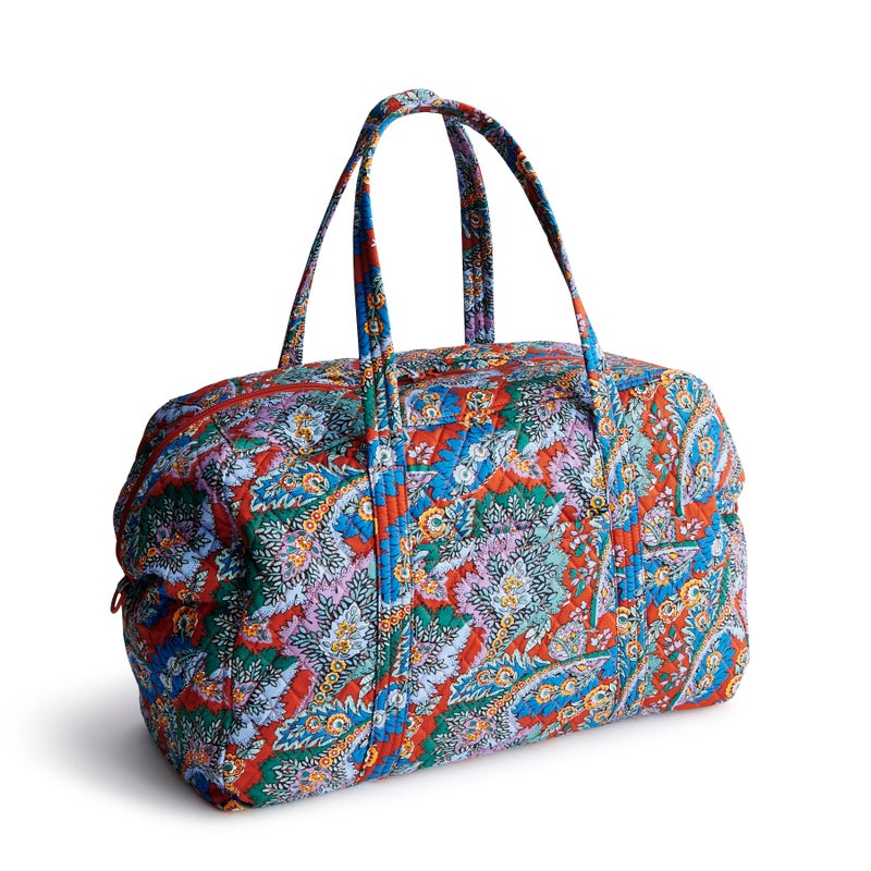 Vera Bradley Women's Premium Cotton Large Miramar Weekender, Flowers + Feathers, One Size - Image 3