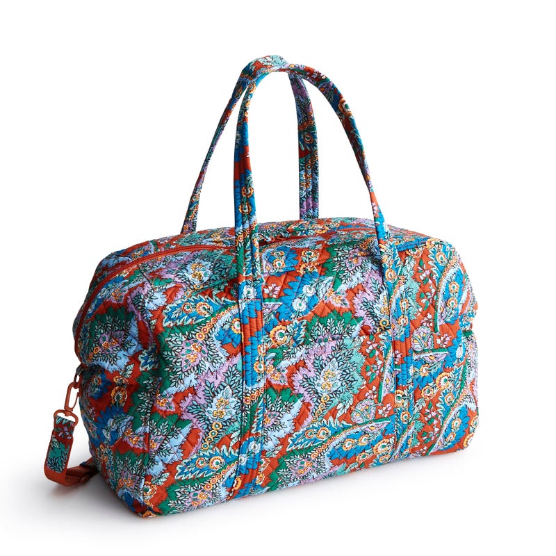 Vera Bradley Women's Premium Cotton Large Miramar Weekender, Flowers + Feathers, One Size - Image 1