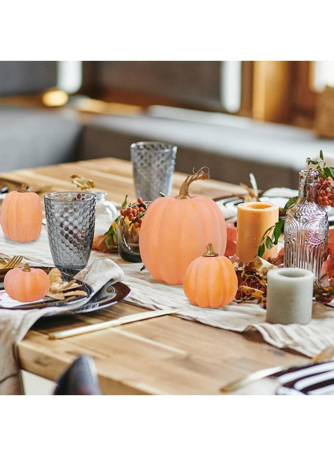 Winlyn 10 Pcs Assorted Artificial Orange Pumpkins Decorative Pumpkins Faux Light Orange Pumpkins Foam Pumpkins for Fall Harvest Autumn Wedding Thanksgiving Halloween Table Centerpiece Mantel Décor - Image 3