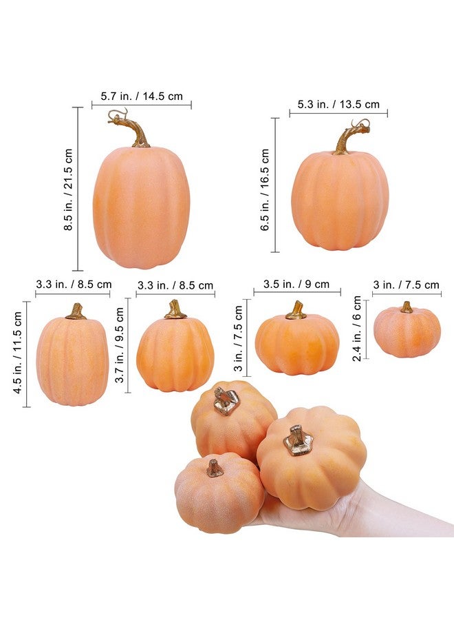 Winlyn 10 Pcs Assorted Artificial Orange Pumpkins Decorative Pumpkins Faux Light Orange Pumpkins Foam Pumpkins for Fall Harvest Autumn Wedding Thanksgiving Halloween Table Centerpiece Mantel Décor - Image 2