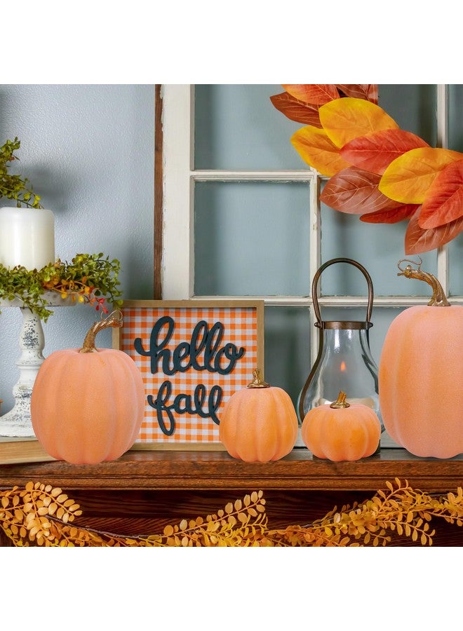 Winlyn 10 Pcs Assorted Artificial Orange Pumpkins Decorative Pumpkins Faux Light Orange Pumpkins Foam Pumpkins for Fall Harvest Autumn Wedding Thanksgiving Halloween Table Centerpiece Mantel Décor - Image 4