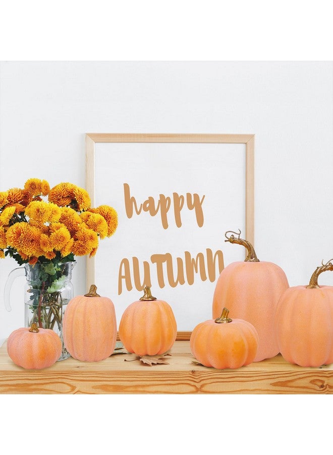 Winlyn 10 Pcs Assorted Artificial Orange Pumpkins Decorative Pumpkins Faux Light Orange Pumpkins Foam Pumpkins for Fall Harvest Autumn Wedding Thanksgiving Halloween Table Centerpiece Mantel Décor - Image 5