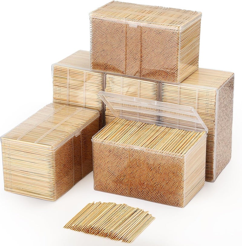 Jerify 15000 Pieces Bamboo Toothpicks Bulk for Teeth Cleaning Round Wood Toothpicks 6 Packs of 2500 Toothpicks for Appetizers Food Party Barbecue - Image 1