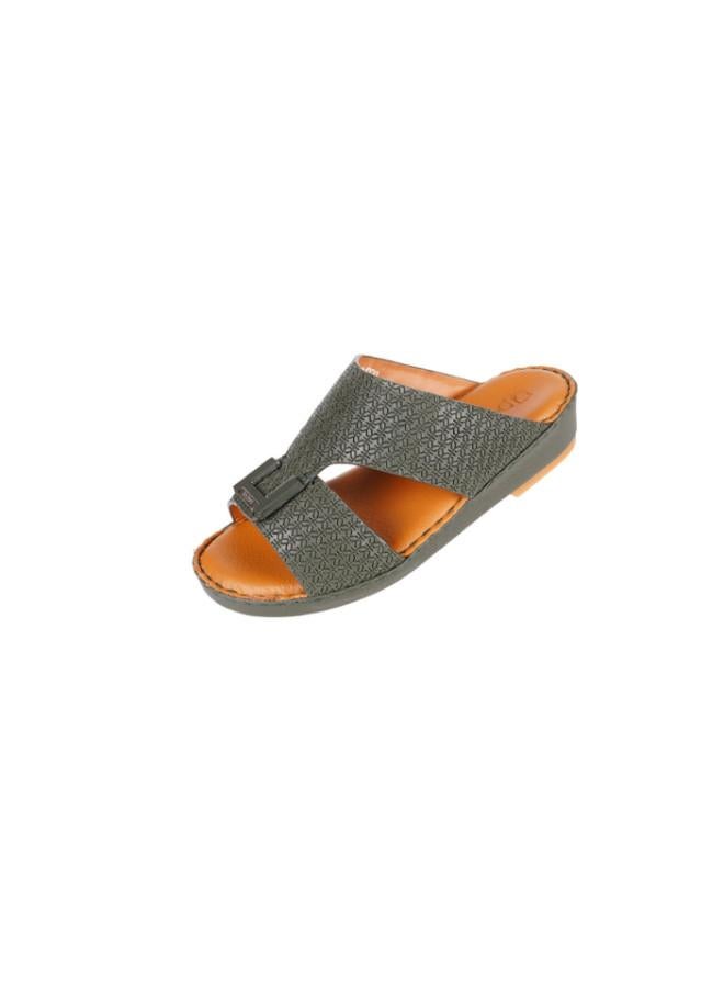 barjeel uno 008-3585  Barjeel Uno Boys Arabic Sandals BBSP1-01A Olive - Image 1