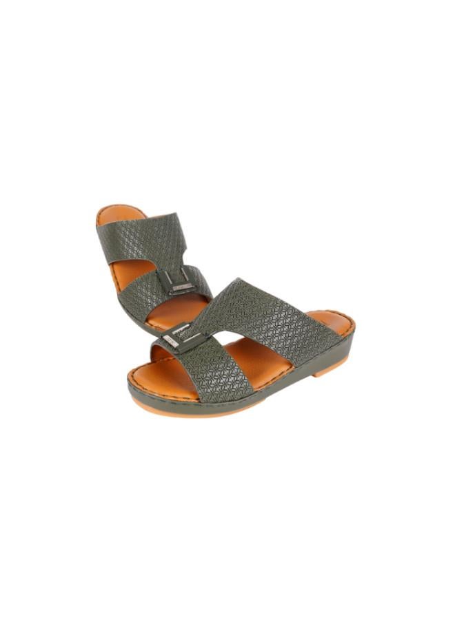 barjeel uno 008-3585  Barjeel Uno Boys Arabic Sandals BBSP1-01A Olive - Image 3