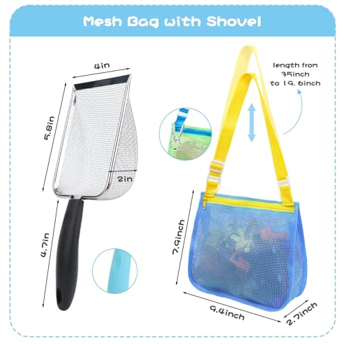 3 otters 2Pack Beach Mesh Shovel with Mesh Beach Bag for Shell Collecting, Sand Sifters Shell Collect Bag for Kids, Great Shelling Tools - Image 2