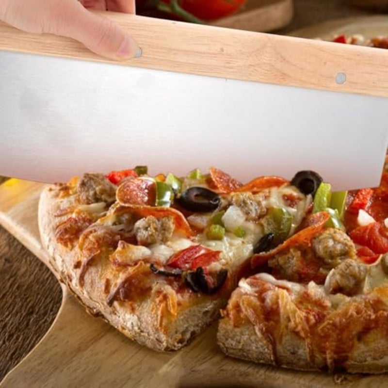 4PCS Rectangle Pizza Stone Set for Oven and Grill, 38Cm Pizza Stone with Pizza Peel, Pizza Cutter, Cooking Paper, Baking Stone for Bread BBQ Pizza - Image 3