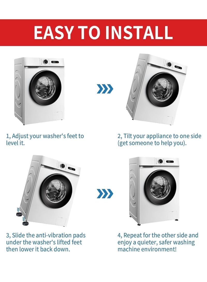 Relex Anti Vibration Pads for Washing Machine, 4pcs Washer & Dryer Pedestals Shock and Noise Cancelling Washing Machine Foot Pads, Washing Machine Support Stabilizer for Most Furniture, Protects Floor - Image 5