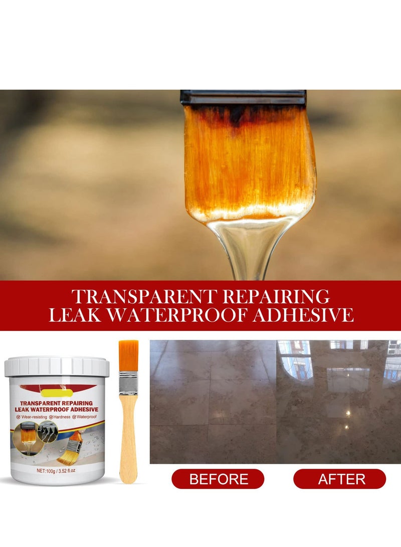 Barakah Transparent Waterproof Coating, Invisible Waterproof Agent Transparent Repairing Leak Waterproof Adhesive, Clear Waterproof Seal Liquid for Indoor & Outdoor (100g*2PCS) - Image 3