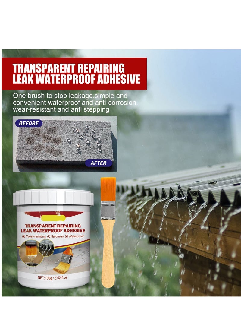 Barakah Transparent Waterproof Coating, Invisible Waterproof Agent Transparent Repairing Leak Waterproof Adhesive, Clear Waterproof Seal Liquid for Indoor & Outdoor (100g*2PCS) - Image 2