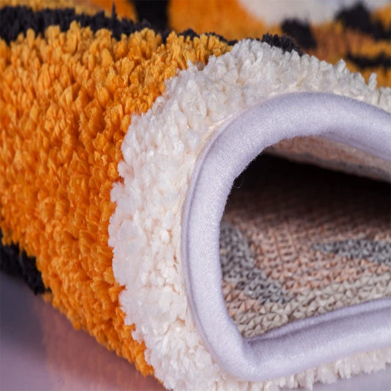 Seek4comfortable Tiger Shaped Bath Mat for Bathroom Non Slip Bathroom Door Mat Area Rug Playroom Bedroom Bathroom Rugs and Mats Floor Playmat Absorption Shower Rug Carpet (Orange - Image 5