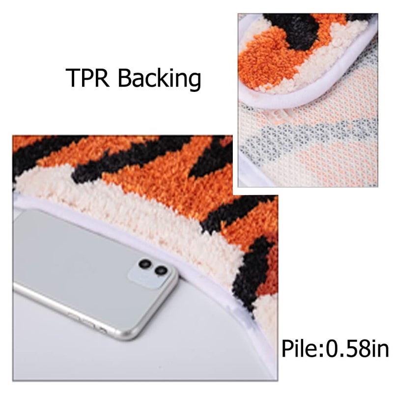 Seek4comfortable Tiger Shaped Bath Mat for Bathroom Non Slip Bathroom Door Mat Area Rug Playroom Bedroom Bathroom Rugs and Mats Floor Playmat Absorption Shower Rug Carpet (Orange - Image 3