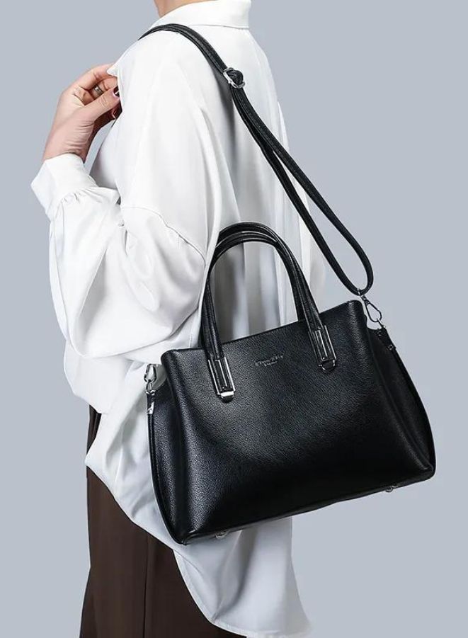 Elegant Shoulder Bags for Women Top-Handle Waterproof PU Leather Shoulder Bags, Black - Image 2