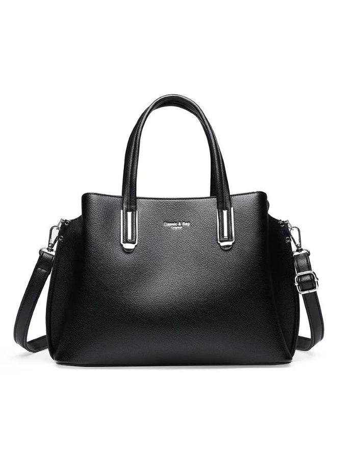 Elegant Shoulder Bags for Women Top-Handle Waterproof PU Leather Shoulder Bags, Black - Image 1