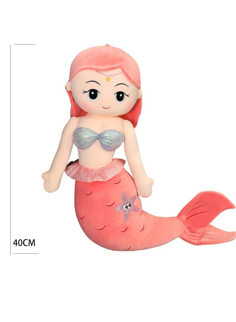 2024 New Cute Mermaid Pillow Doll Lovely Plush Toy Princess Children's Doll Ragdoll Gift (Red) - Image 2