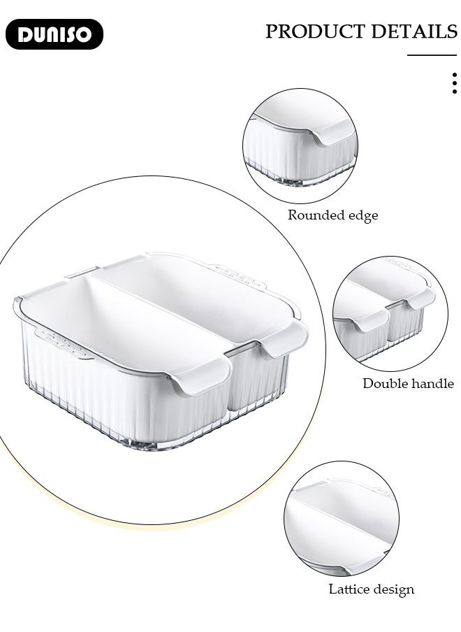 DUNISO 2 In 1 Multi Kitchen Drain Basket,Plastic Washing Vegetables Basket,Kitchen Colander Bowl, Double Layered Drain Basin,Space Saver Clean Wash Kitchen Accessory for Fruit Washing, Vegetable Draining, and Food Storage  - Image 3