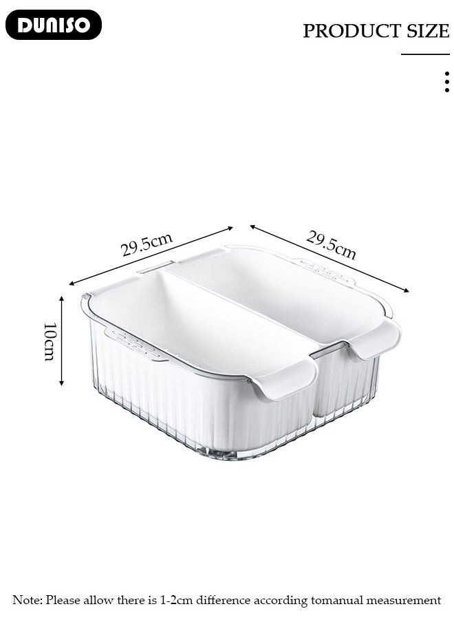 DUNISO 2 In 1 Multi Kitchen Drain Basket,Plastic Washing Vegetables Basket,Kitchen Colander Bowl, Double Layered Drain Basin,Space Saver Clean Wash Kitchen Accessory for Fruit Washing, Vegetable Draining, and Food Storage  - Image 4