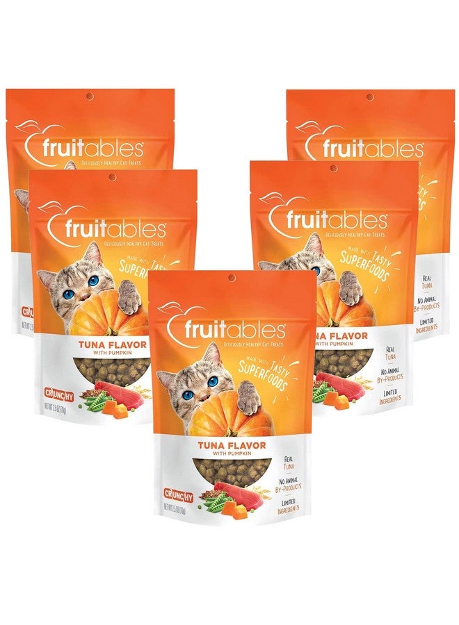 Fruitables Cat Treats - Healthy Low Calorie Crunchy Cat Treats - Packed with Protein, Free of Wheat, Corn and Soy - Made with Real Tuna & Pumpkin - 2.5 oz (5 Pack) - Image 1