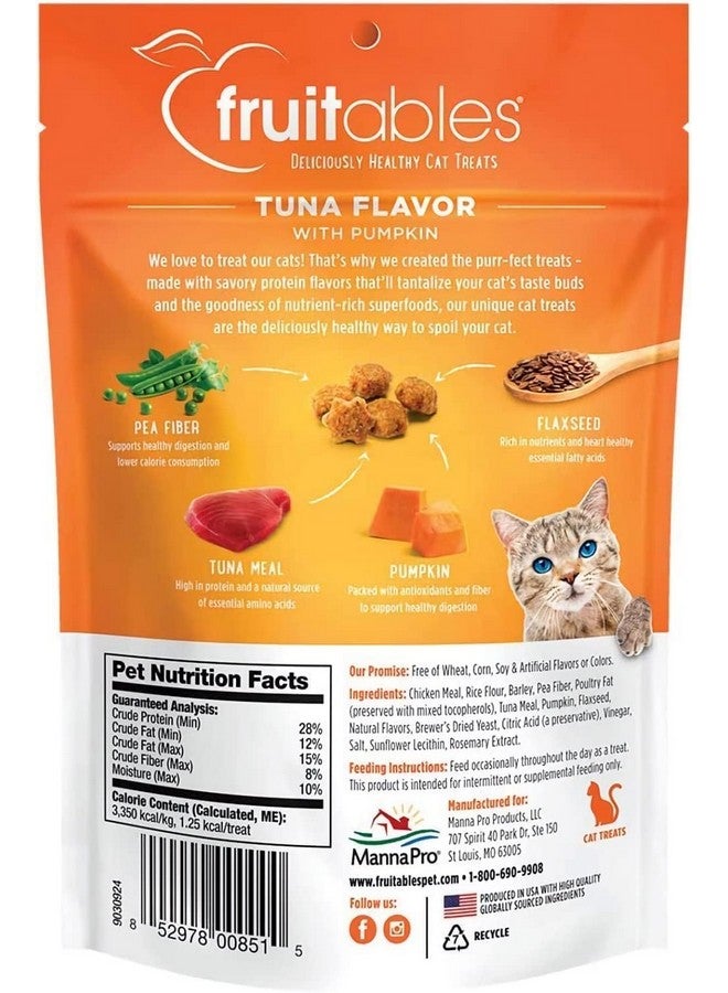 Fruitables Cat Treats - Healthy Low Calorie Crunchy Cat Treats - Packed with Protein, Free of Wheat, Corn and Soy - Made with Real Tuna & Pumpkin - 2.5 oz (5 Pack) - Image 4