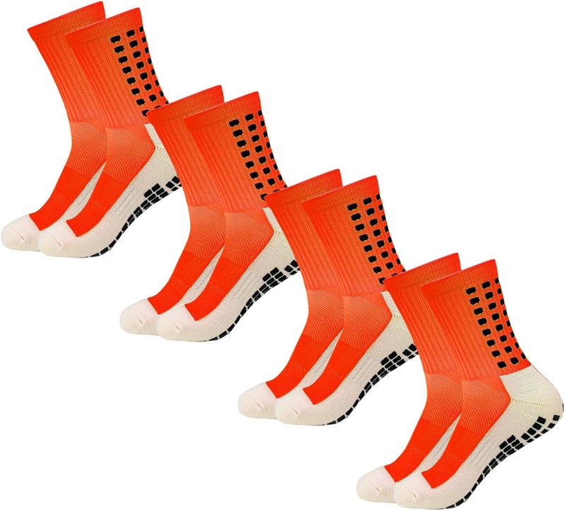 Yufree Men's Soccer Socks Anti Slip Non Slip Grip Pads for Football Basketball Sports Grip Socks, 4 Pair - Image 1