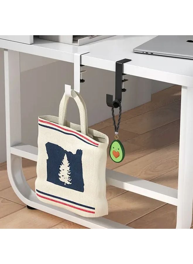 1 قطعة خطاف طاولة معدني ثقيل أسود معلق خالٍ من التلف منظّم مكاتب موفر للمساحة - Image 2