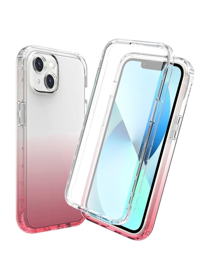 Green Tiger iPhone 14 Plus Full Body Shockproof Clear Gradient Phone Case Red - Image 1