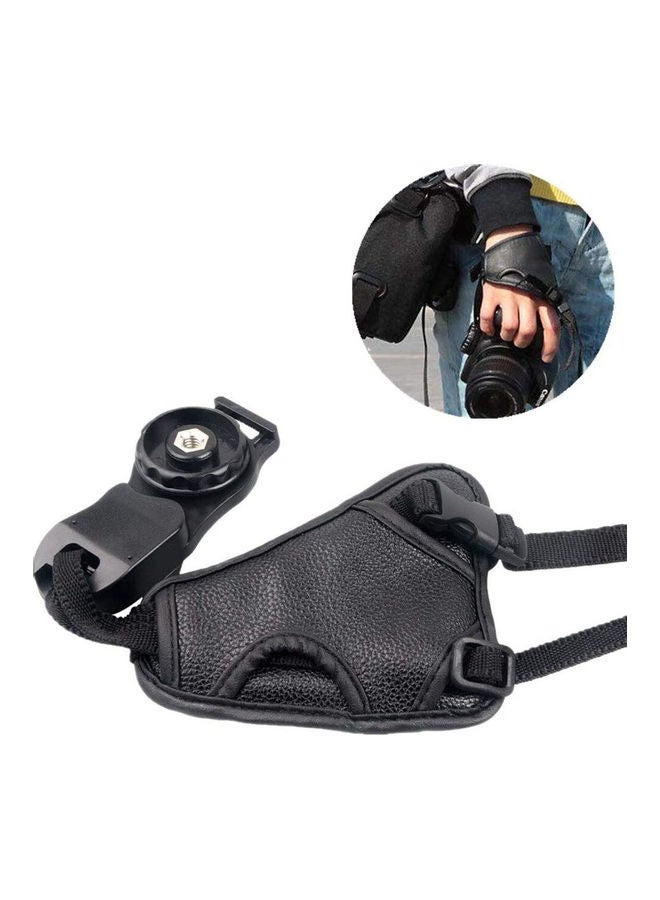 NIBEMINENT Faux Leather Professional Hand Grip Triangle Wrist Strap Compatible For Nikon Camera, Cannon DSLR Digital SLR, Mirrorless camera & Camcorders - Black  - Image 3