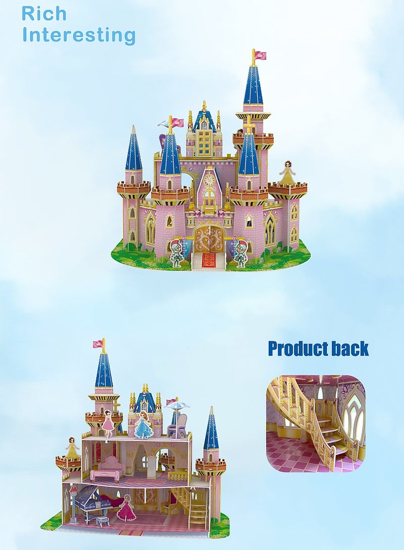Assembled Building Block Model, Dollhouse Toys Garden castle Family Diy Cottage Early Education Children Intelligence Assembling Model 3D Stereo Puzzle Toy - Image 5