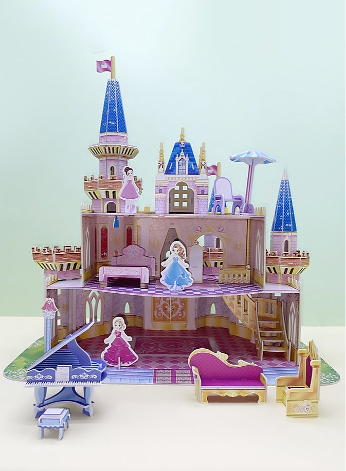 Assembled Building Block Model, Dollhouse Toys Garden castle Family Diy Cottage Early Education Children Intelligence Assembling Model 3D Stereo Puzzle Toy - Image 2