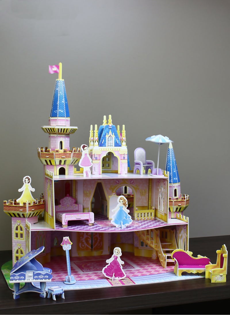 Assembled Building Block Model, Dollhouse Toys Garden castle Family Diy Cottage Early Education Children Intelligence Assembling Model 3D Stereo Puzzle Toy - Image 4