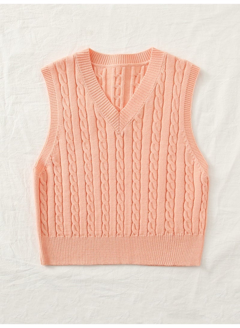 NIBEMINENT Sweater European and American Women's Knitted Waistcoat Pullover V-neck Vest Sweater Top for Women - Image 2