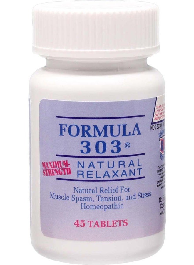 Dee Cee Laboratories Dee CEE Labs Formula 303 Maximum Strength Tablets, 45 Tablets; All-Natural containing Magnesium for Sore Muscles, Passion Flower, and Valerian Root - Image 1