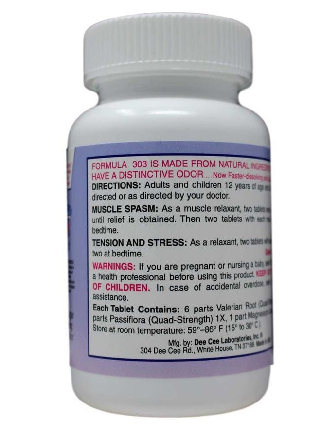 Dee Cee Laboratories Dee CEE Labs Formula 303 Maximum Strength Tablets, 45 Tablets; All-Natural containing Magnesium for Sore Muscles, Passion Flower, and Valerian Root - Image 2