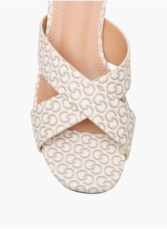 Celeste Women's Monogram Print Slip-On Sandals with Flared Heels  - Image 4
