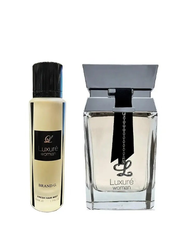 BRAND G - Luxure Women Eau de Parfum 100ml + Fresh Hair Mist 50ml – Signature Woody Fragrance Set for Women - Image 1