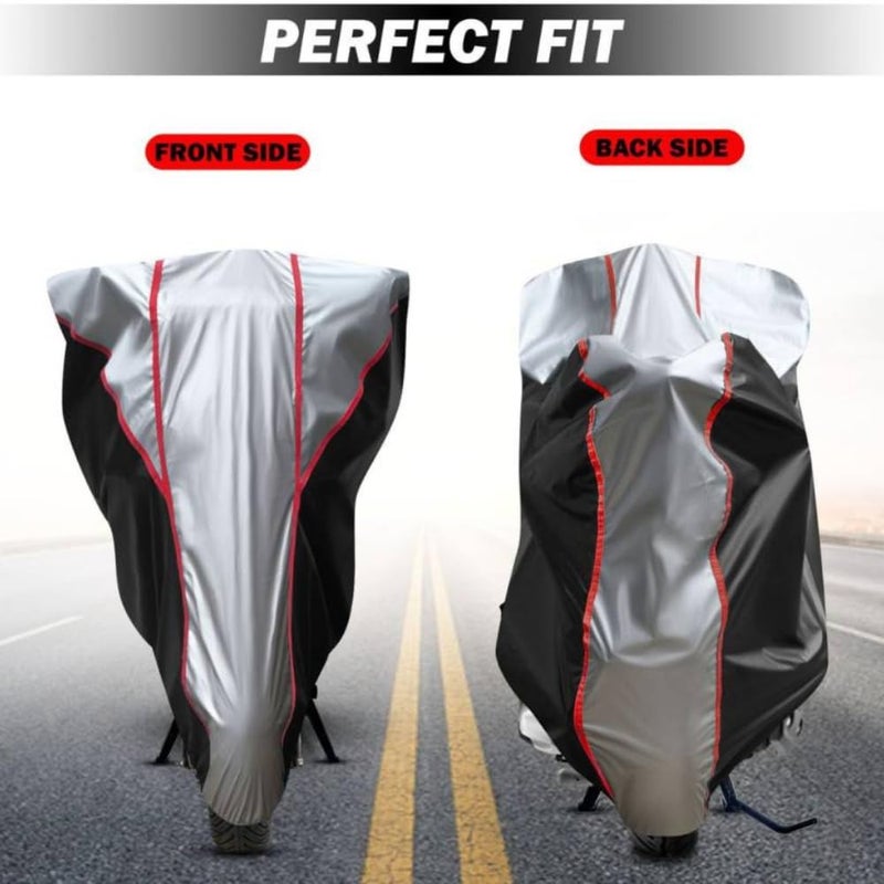 FAVY Waterproof Bike Cover Compatible with Hero Passion X-tec All-Weather Proof Triple-Stitched Durable Design Windproof Elastic Bottom | UV Protection & Dust Proof - Image 5