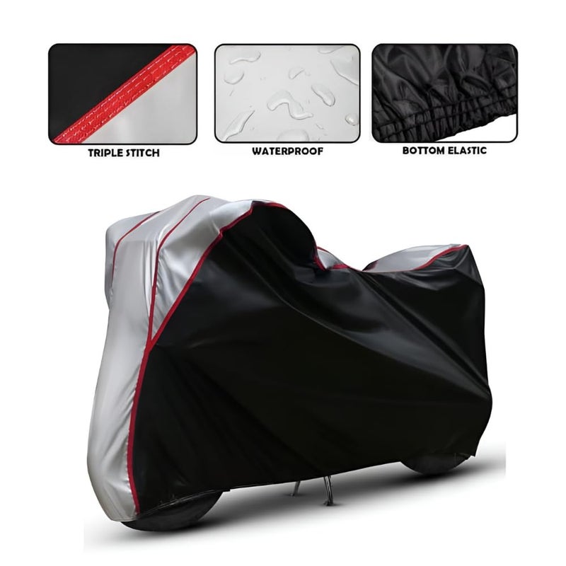 FAVY Waterproof Bike Cover Compatible with Hero Passion X-tec All-Weather Proof Triple-Stitched Durable Design Windproof Elastic Bottom | UV Protection & Dust Proof - Image 4