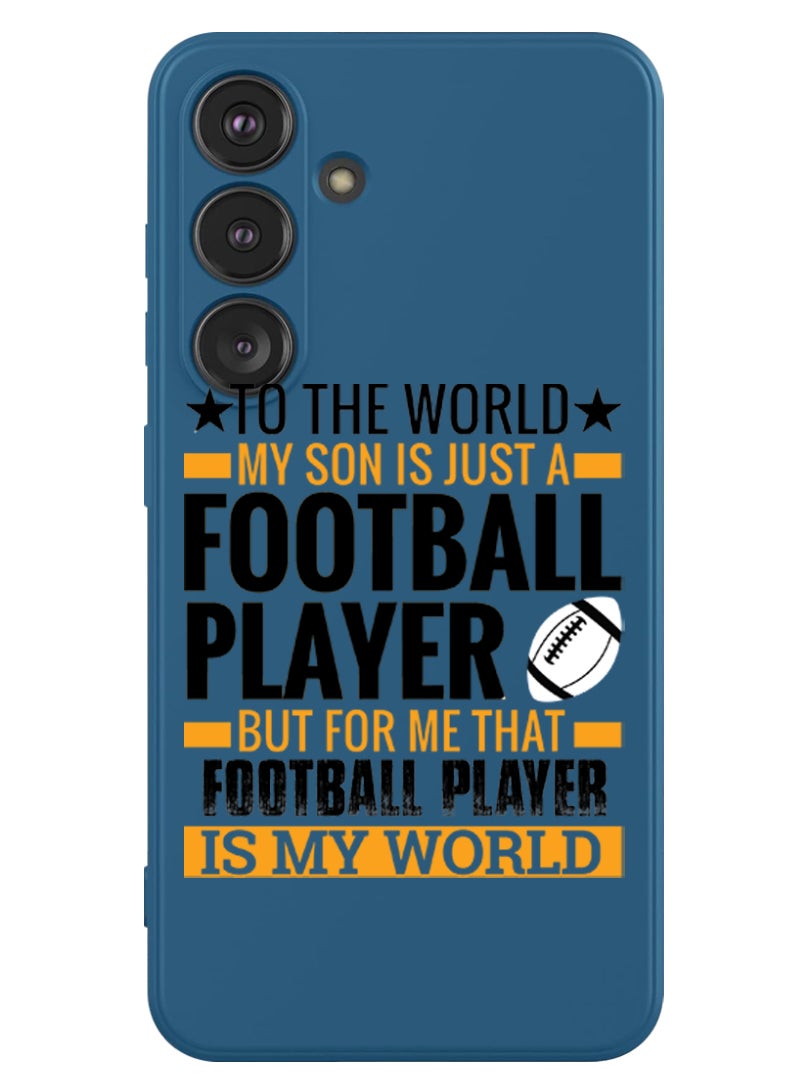 Theodor Protective Slim Fit Case Liquid Silicone Cover with Full Body Protection Anti-Scratch Shockproof Case For Samsung Galaxy S24 (Blue) - Football player Black - Image 1