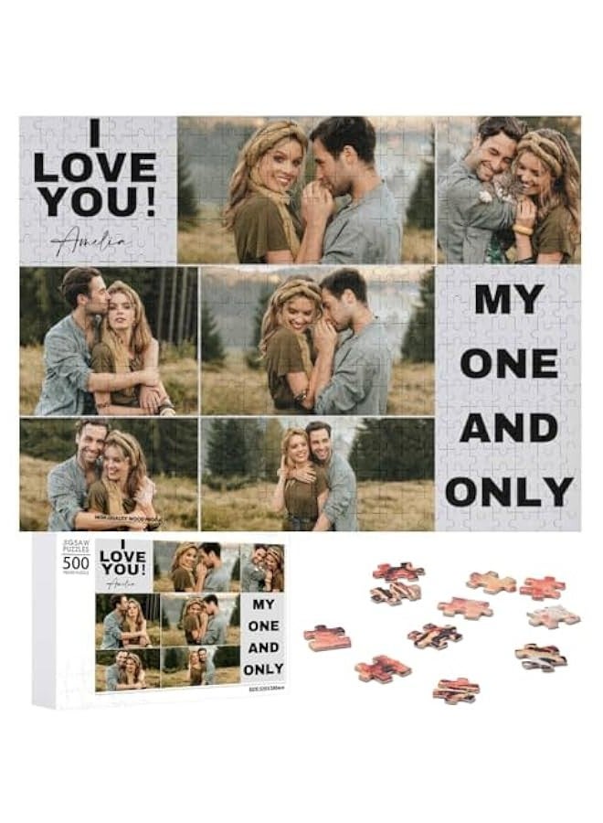 احجية مخصصة لهدايا عيد الحب لصديقك واحجية الصور المقطوعة المخصصة لعيد الحب، 300/500/1000 قطعة، هدايا الزفاف للعروس و - Image 1