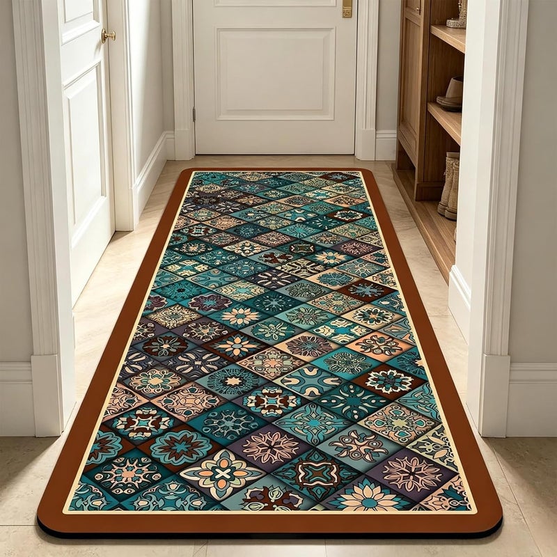 Xlot Kitchen Mats for Floor 2Pcs, Washable Anti Fatigue Mat for Cushioned, 15.7"x23.6"+15.7"x47.2", Waterproof Kitchen Rugs, Non Slip Comfort Standing Mat Rug for Home, Sink, Laundry (boho series 02) - Image 3