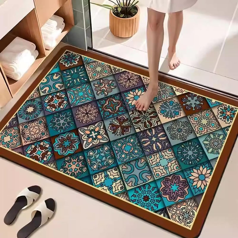 Xlot Kitchen Mats for Floor 2Pcs, Washable Anti Fatigue Mat for Cushioned, 15.7"x23.6"+15.7"x47.2", Waterproof Kitchen Rugs, Non Slip Comfort Standing Mat Rug for Home, Sink, Laundry (boho series 02) - Image 4