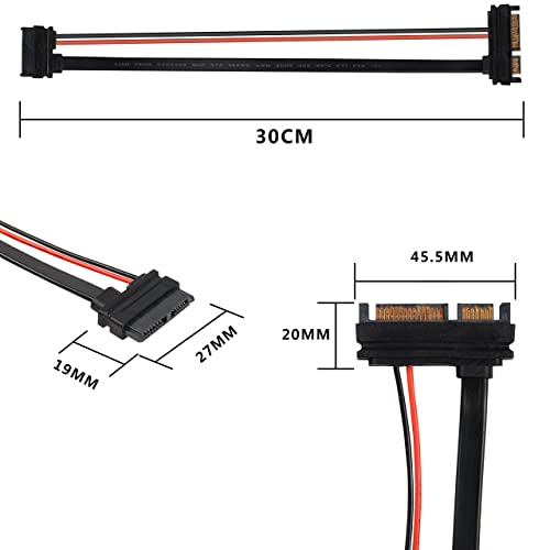 XMSJSIY Slimline SATA 22 Pin Male to 13 Pin Female Cable Adapter, Serial ATA 7+15 to 7+6 Extension Connector for Desktop Laptop CD-ROM Hard Disk Drive - 2PCS 30cm - Image 5